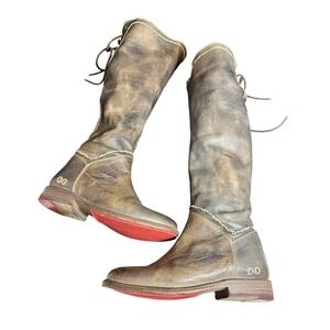 BedStu‎ Manchester Taupe Rustic Mason Knee High Back Lace Boots Size 6.5 Womens